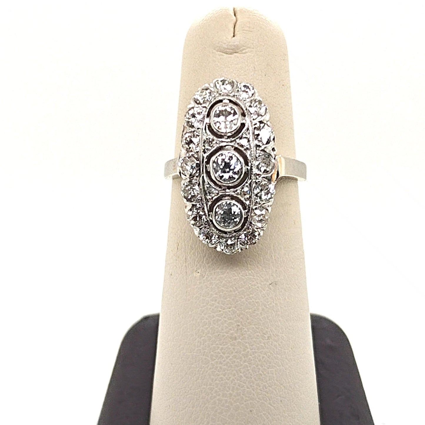 DIAMOND ESTATE RING 2.0CTW MINE CUT WHITE GOLD