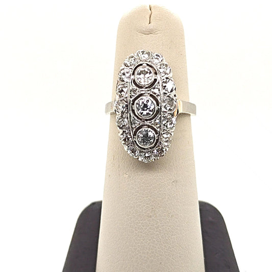 DIAMOND ESTATE RING 2.0CTW MINE CUT WHITE GOLD