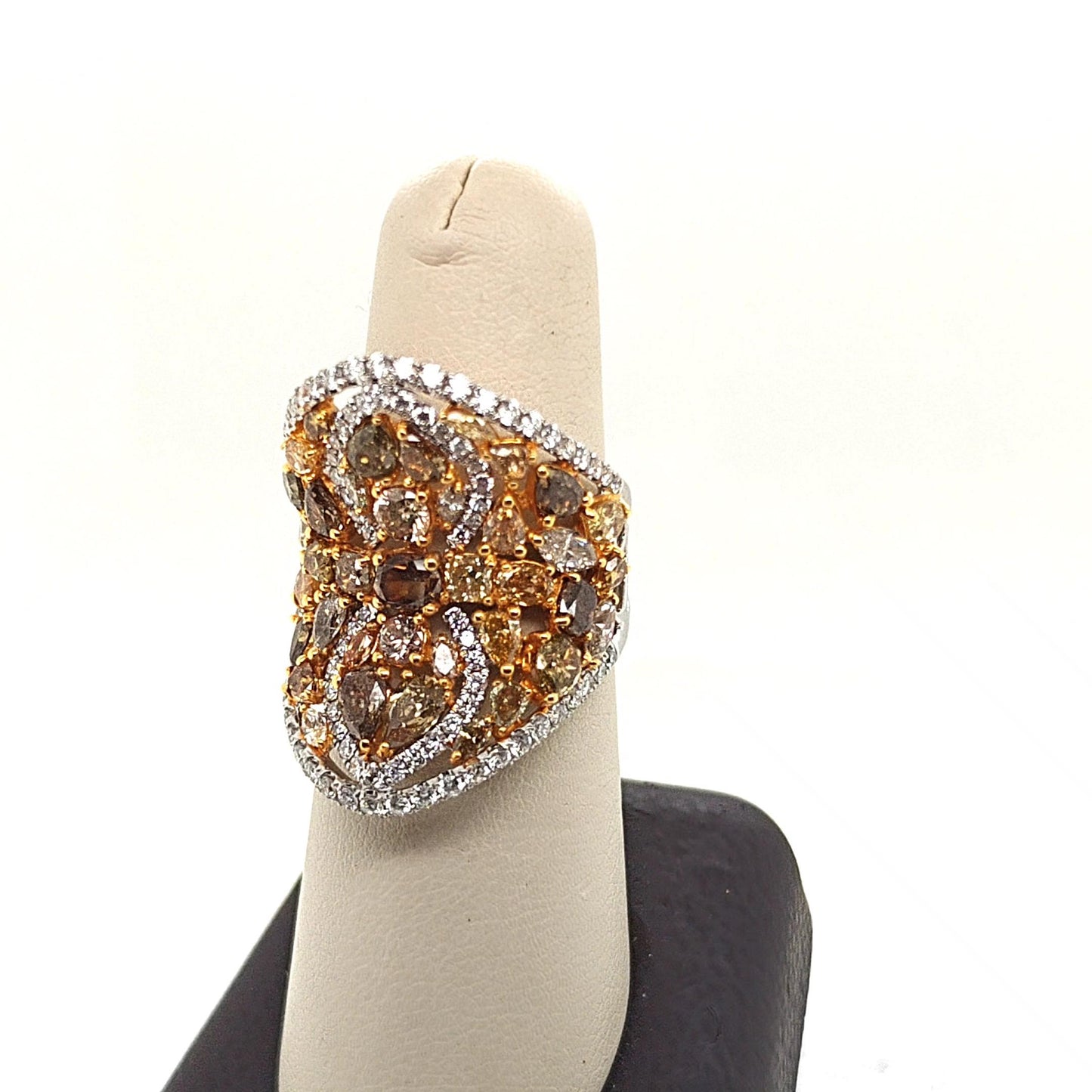 MULTI COLOR NATURAL DIAMOND RING 6.43CTW WHITE GOLD