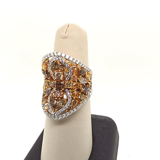 MULTI COLOR NATURAL DIAMOND RING 6.43CTW WHITE GOLD