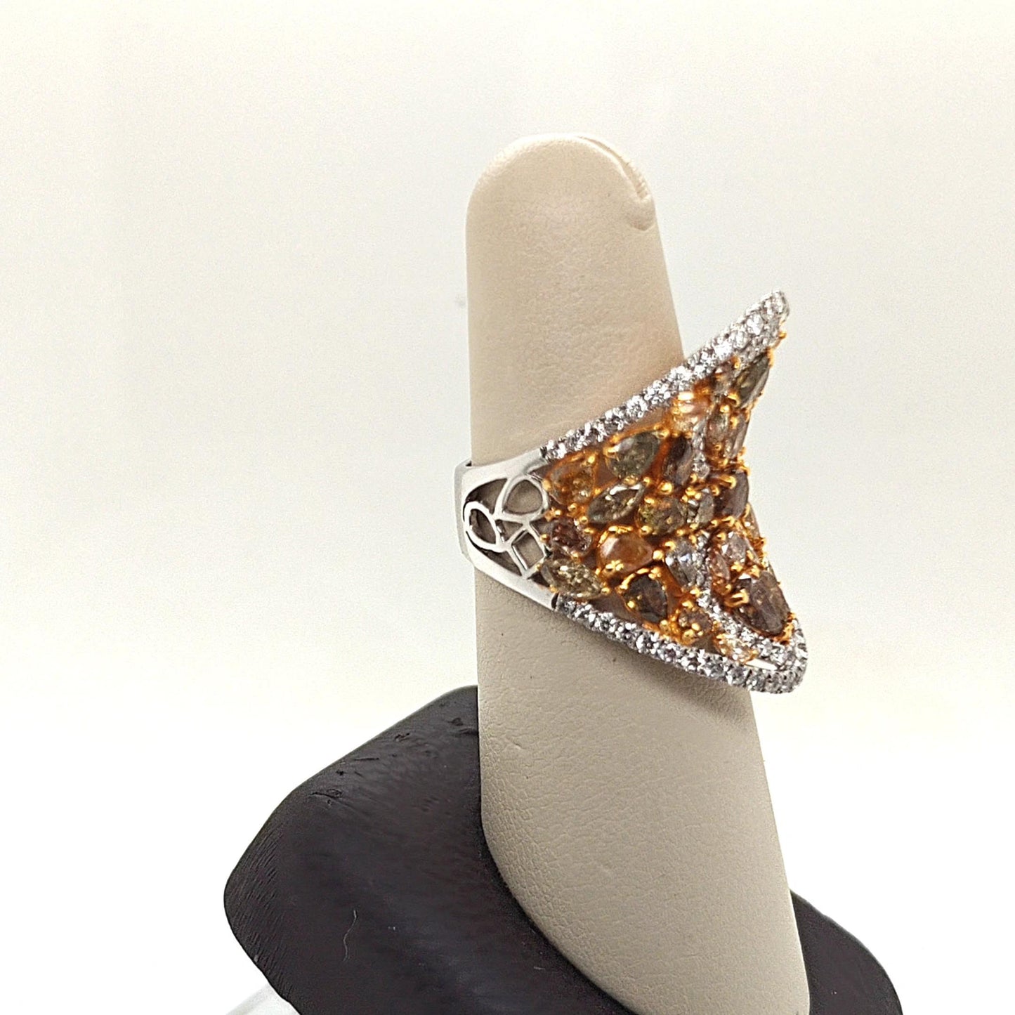 MULTI COLOR NATURAL DIAMOND RING 6.43CTW WHITE GOLD