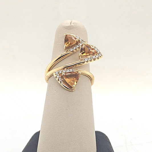 DIAMOND AND CITRINE RING YELLOW GOLD