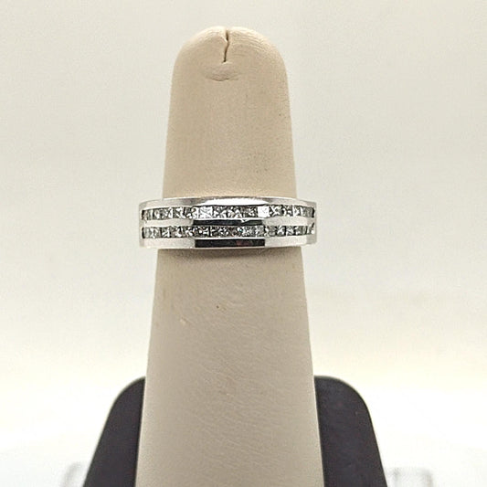 DIAMOND WEDDING BAND TWO ROWS 1.01CTW WHITE GOLD