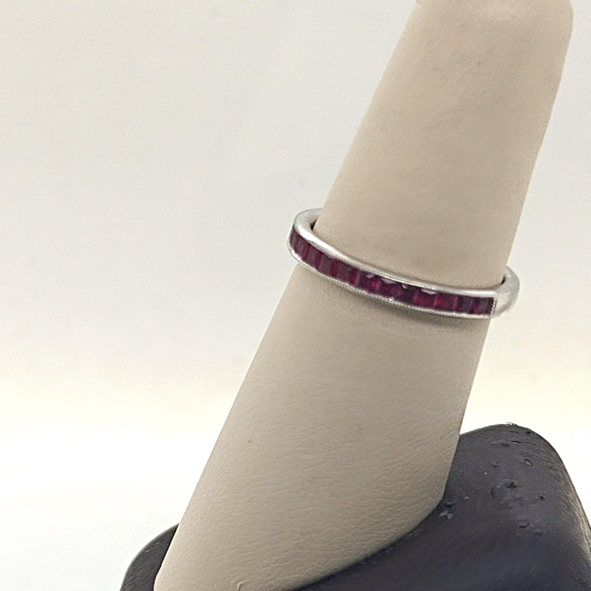 RUBY 3/4 ETERNITY BAND RING WHITE GOLD