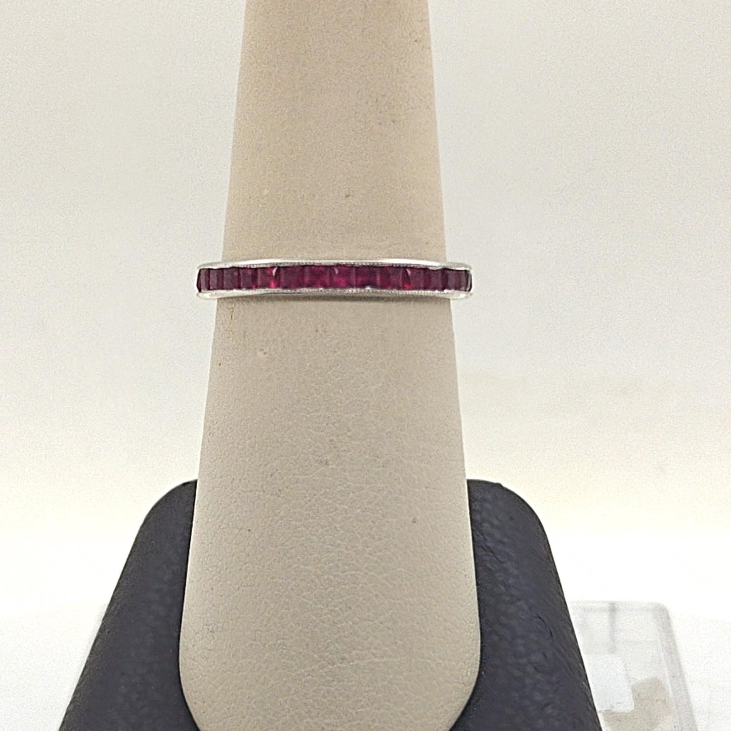 RUBY 3/4 ETERNITY BAND RING WHITE GOLD
