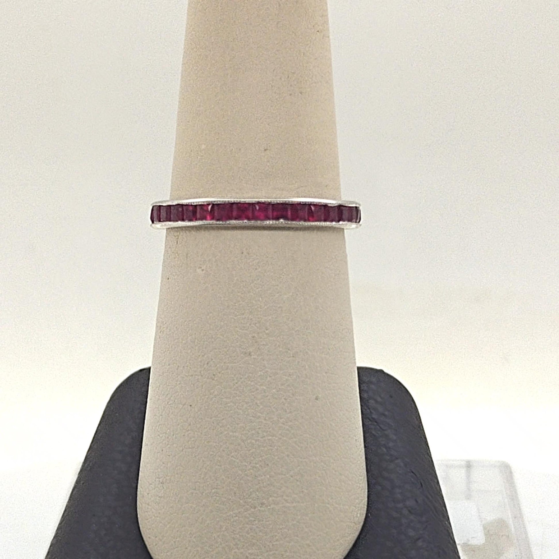 RUBY 3/4 ETERNITY BAND RING WHITE GOLD