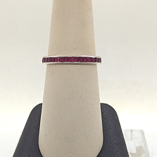 RUBY 3/4 ETERNITY BAND RING WHITE GOLD