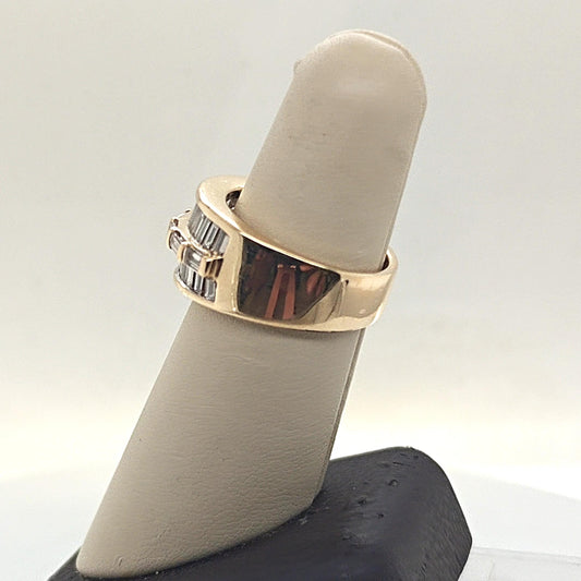DIAMOND BAGUETTE WIDE BAND RING 2.18CTW YELLOW GOLD