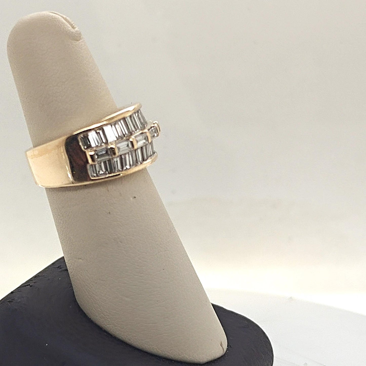 DIAMOND BAGUETTE WIDE BAND RING 2.18CTW YELLOW GOLD