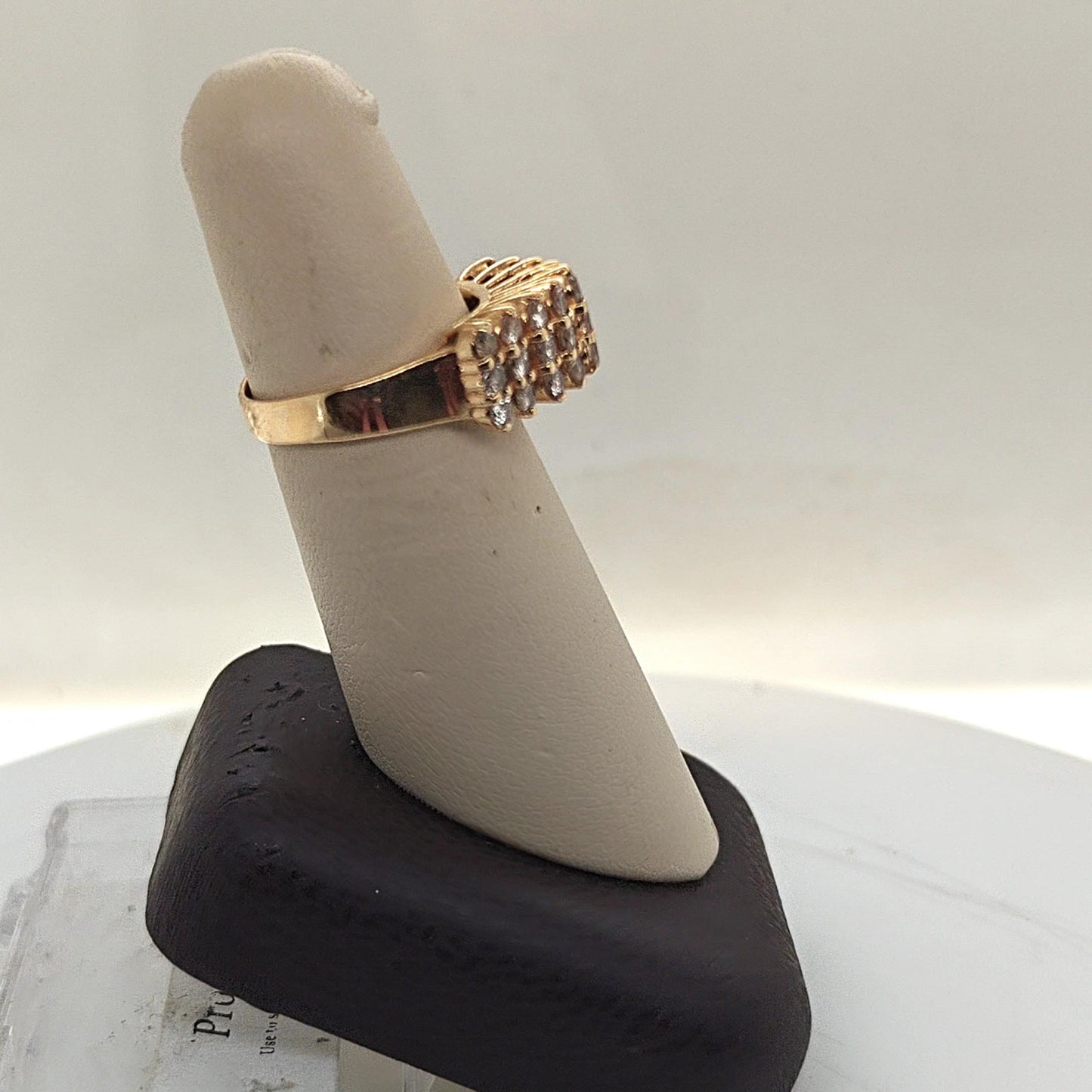 DIAMOND THREE ROW RING 1.10CTW YELLOW GOLD