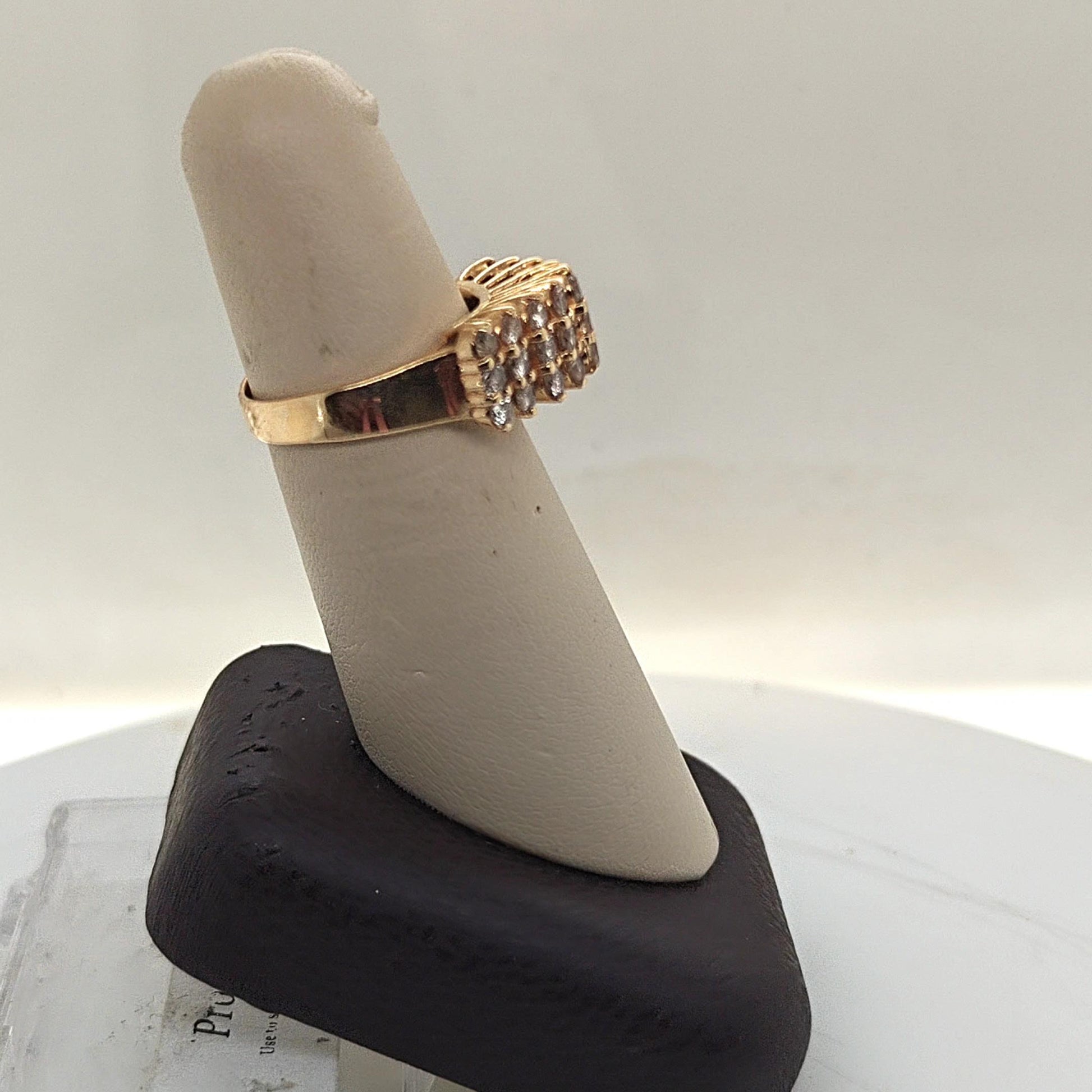 DIAMOND THREE ROW RING 1.10CTW YELLOW GOLD