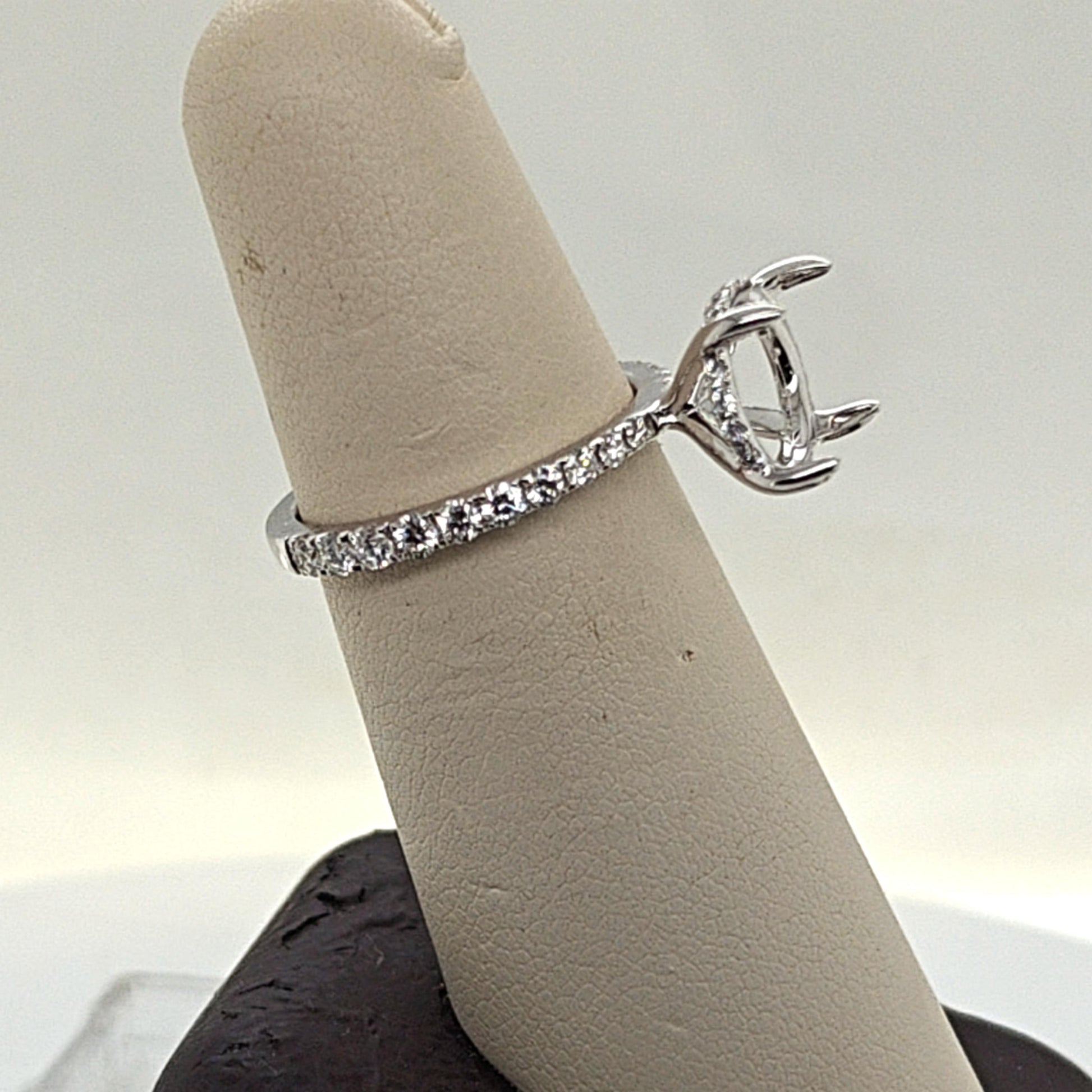 DIAMOND SEMI MOUNT ENGAGEMENT RING HIDDEN HALO 0.72CTW WHITE GOLD