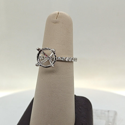 DIAMOND SEMI MOUNT ENGAGEMENT RING HIDDEN HALO 0.72CTW WHITE GOLD