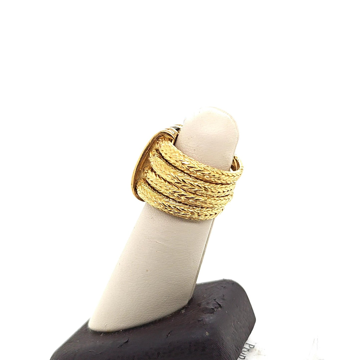 SEIDENGANG FOUR BAND STACK RING WITH TOURMALINE AND DIAMONDS YELLOW/GREEN GOLD