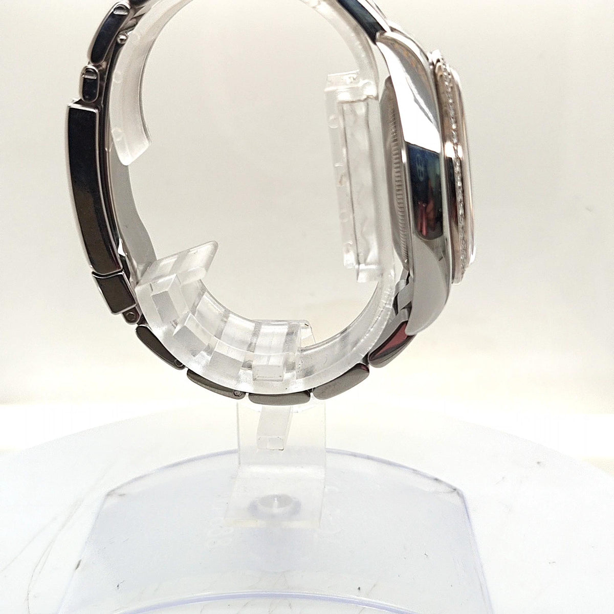 ROLEX DATEJUST PINK FLORAL MOTIF DIAMOND BEZEL OYSTER STEEL 36MM