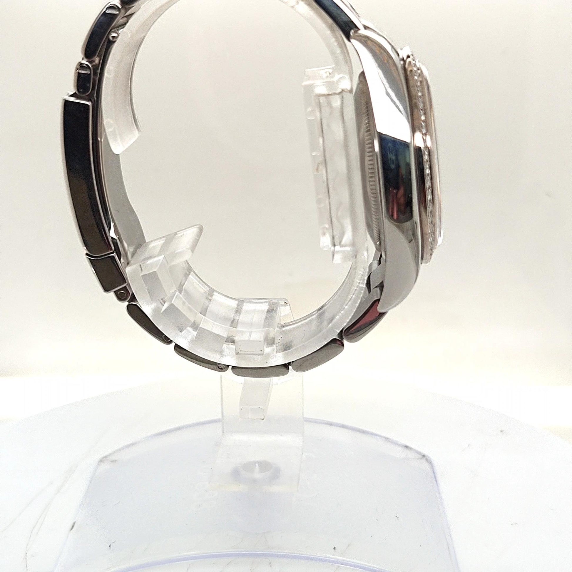 ROLEX DATEJUST PINK FLORAL MOTIF DIAMOND BEZEL OYSTER STEEL 36MM