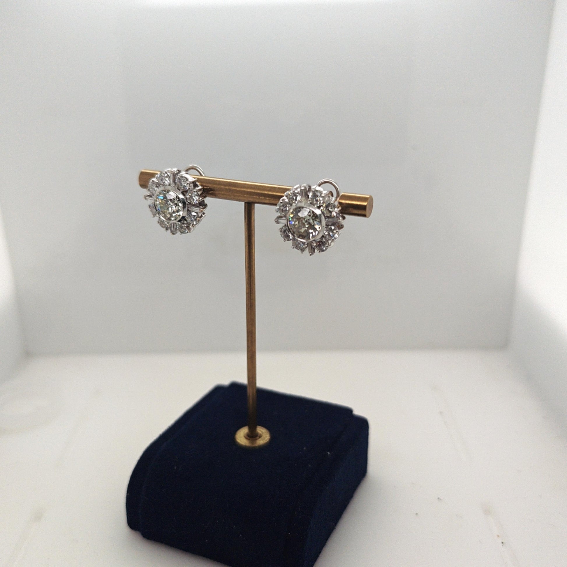 DIAMOND ESTATE CLUSTER EARRINGS 7.1CTW WHITE GOLD
