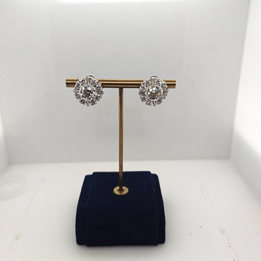 DIAMOND ESTATE CLUSTER EARRINGS 7.1CTW WHITE GOLD