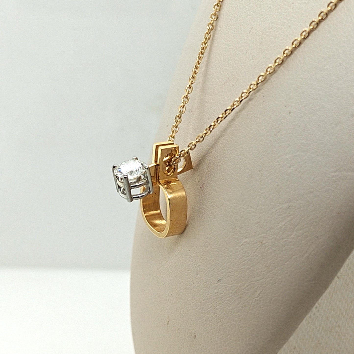 DIAMOND SOLITAIRE 0.82CT PENDANT NECKLACE WITH REMOVABLE JACKET