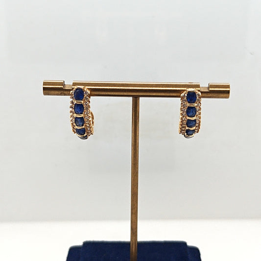 SAPPHIRE AND DIAMOND EARRINGS YELLOW GOLD