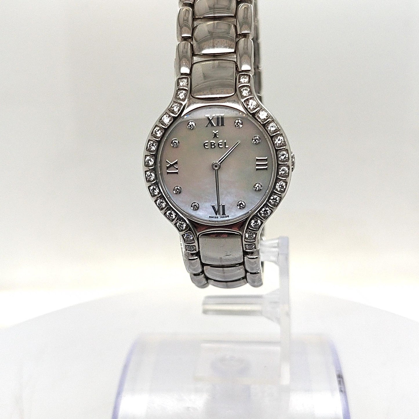EBEL BELUGA QUARTZ 27MM STEEL WITH MOP DIAL AND DIAMOND BEZEL