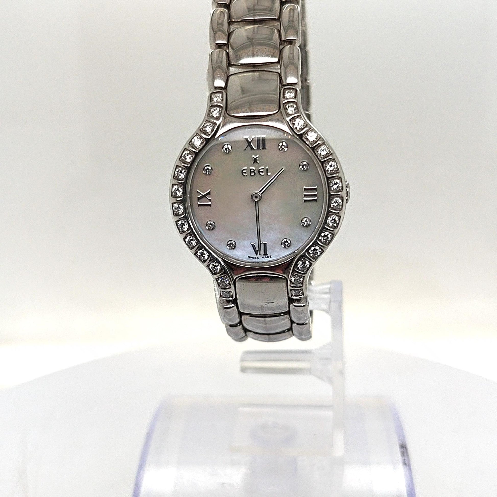 EBEL BELUGA QUARTZ 27MM STEEL WITH MOP DIAL AND DIAMOND BEZEL