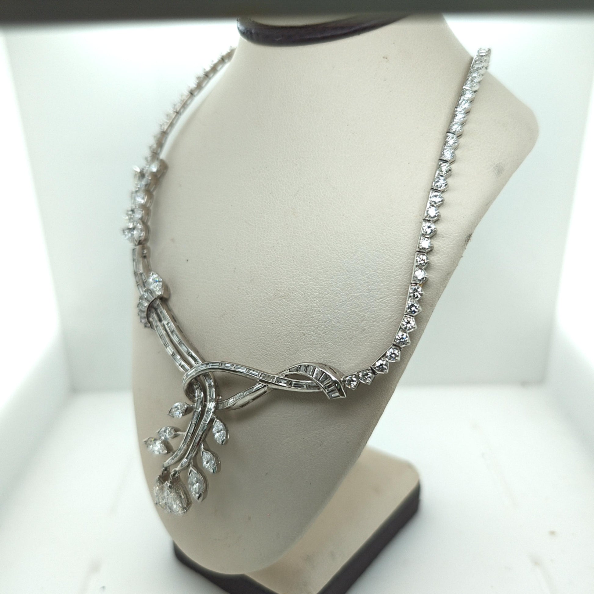 DIAMOND VINTAGE DROP NECKLACE 12.82CTW PLATINUM