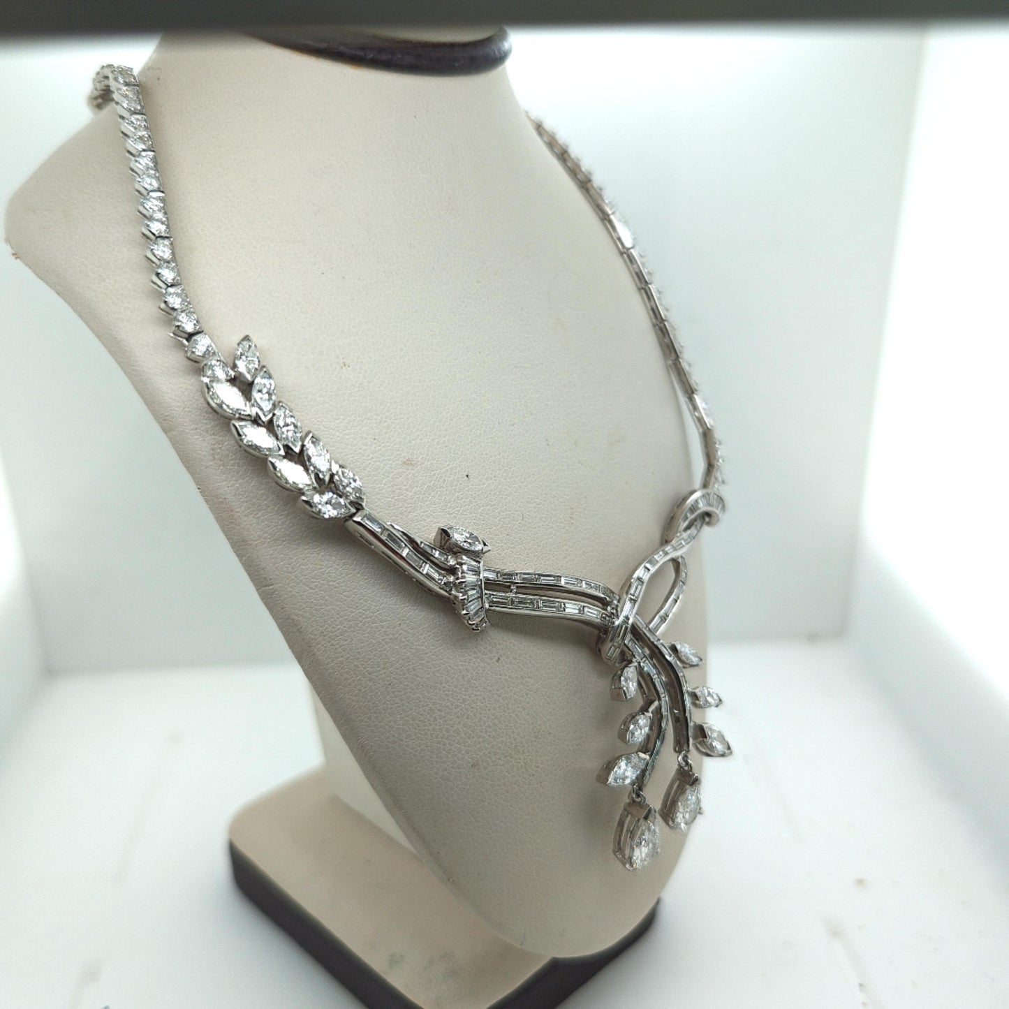 DIAMOND VINTAGE DROP NECKLACE 12.82CTW PLATINUM