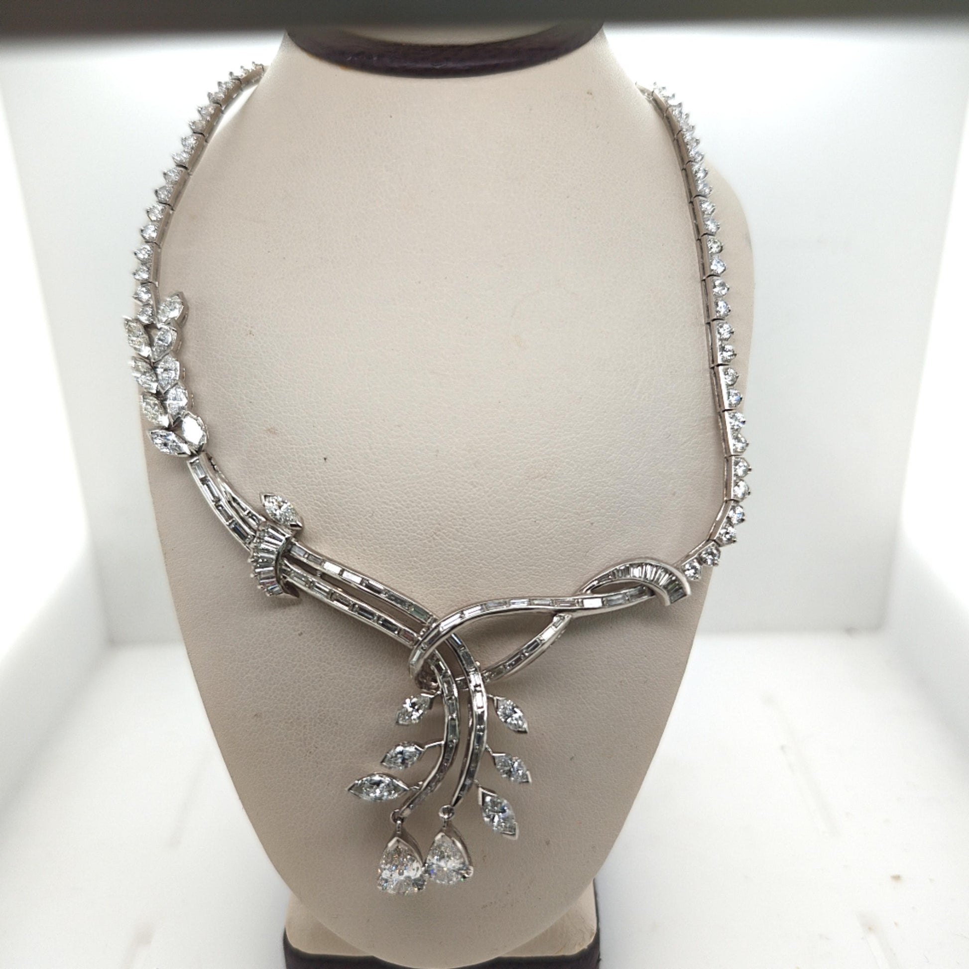 DIAMOND VINTAGE DROP NECKLACE 12.82CTW PLATINUM