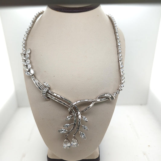 DIAMOND VINTAGE DROP NECKLACE 12.82CTW PLATINUM