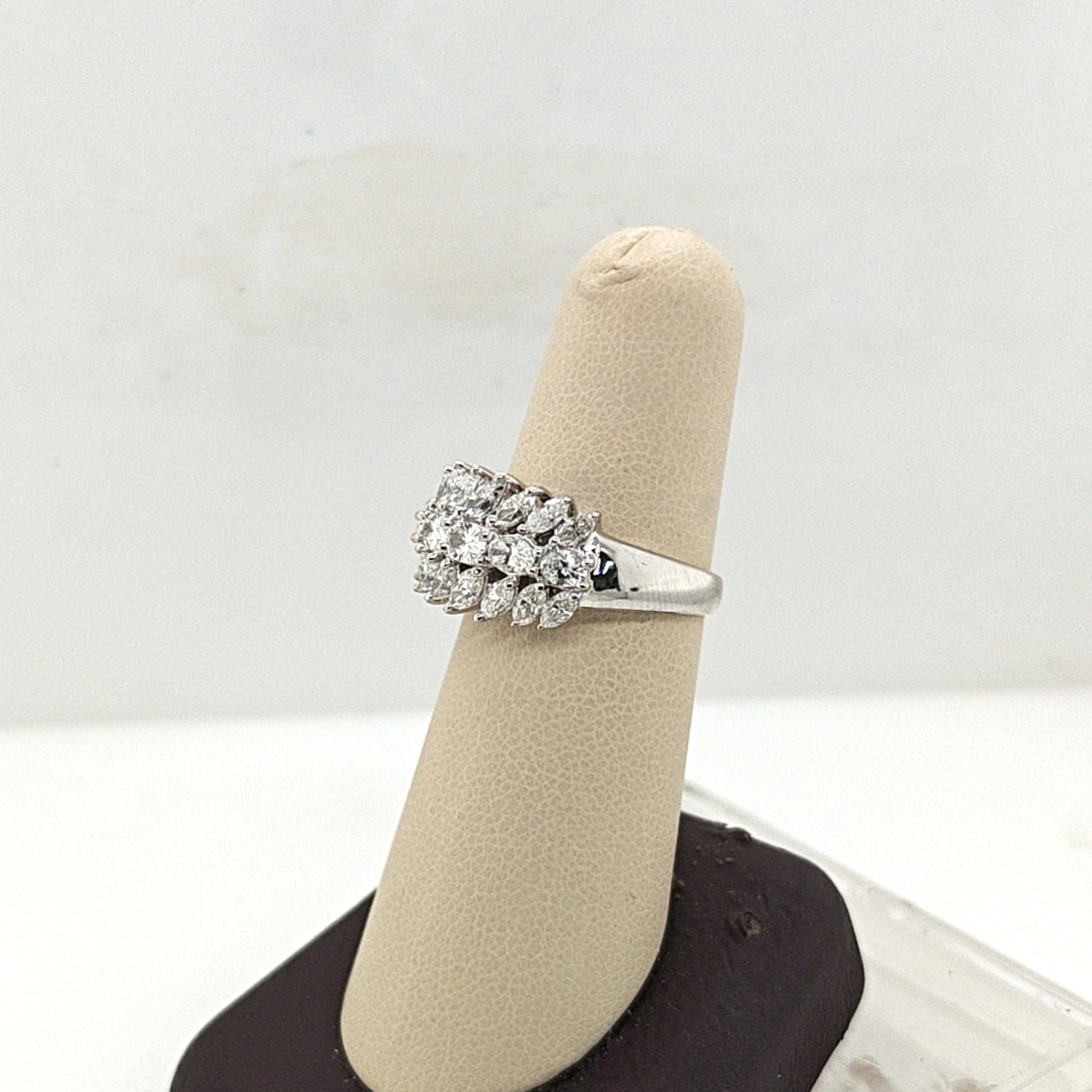 DIAMOND THREE ROW MARQUIS & OVAL RING 2.14CTW WHITE GOLD