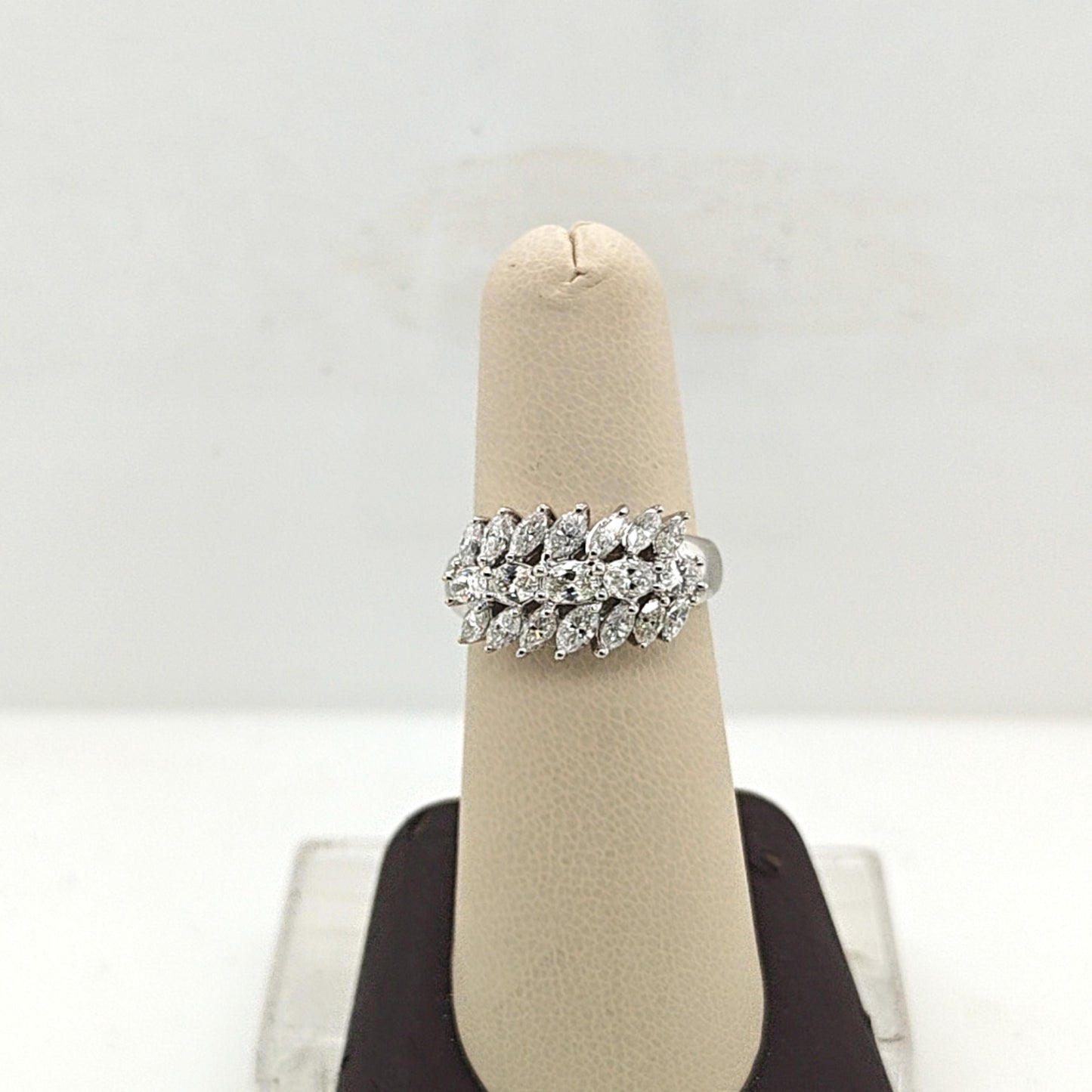 DIAMOND THREE ROW MARQUIS & OVAL RING 2.14CTW WHITE GOLD