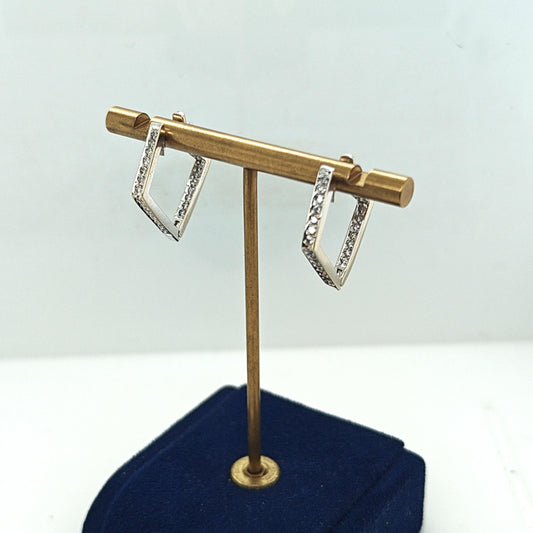 DIAMOND HOOP INSIDE OUT EARRINGS 1.0CTW WHITE GOLD
