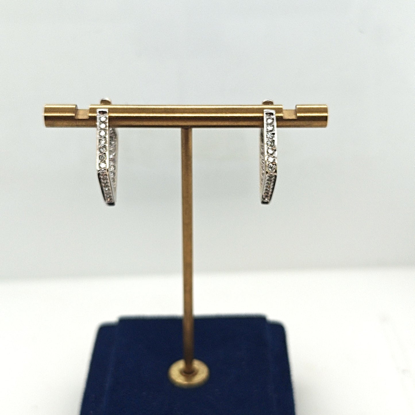 DIAMOND HOOP INSIDE OUT EARRINGS 1.0CTW WHITE GOLD