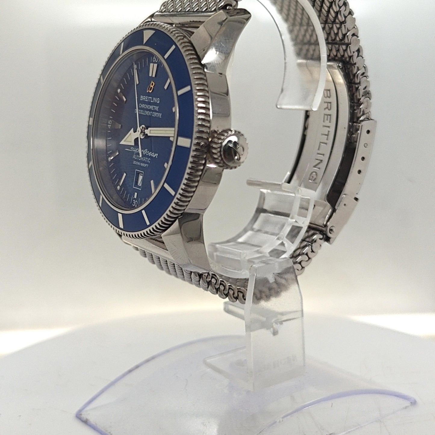BREITLING SUPEROCEAN  AUTOMATIC BLUE DIAL STEEL WATCH 46MM