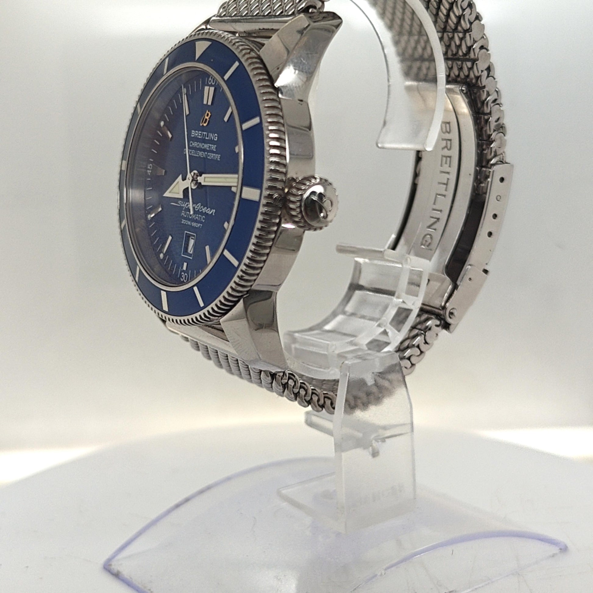 BREITLING SUPEROCEAN  AUTOMATIC BLUE DIAL STEEL WATCH 46MM