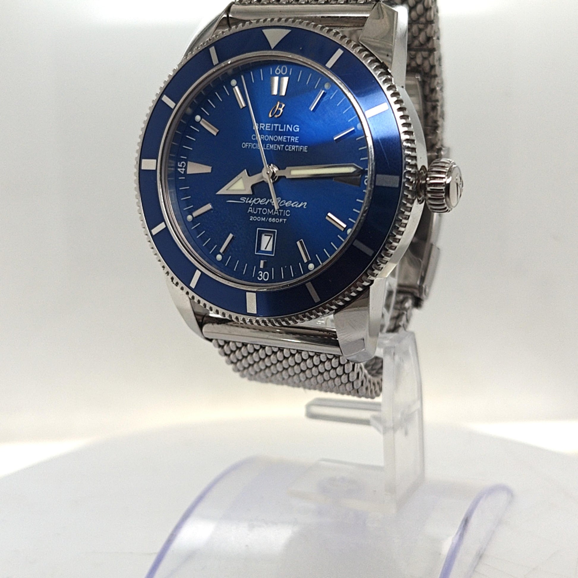 BREITLING SUPEROCEAN  AUTOMATIC BLUE DIAL STEEL WATCH 46MM