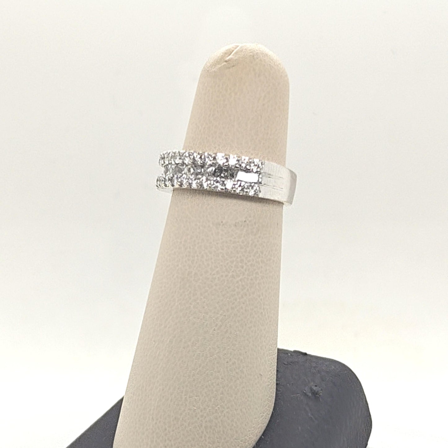 DIAMOND HALF ETERNITY BAND RING ROUND AND PRINCESS 1.62CTW WHITE GOLD