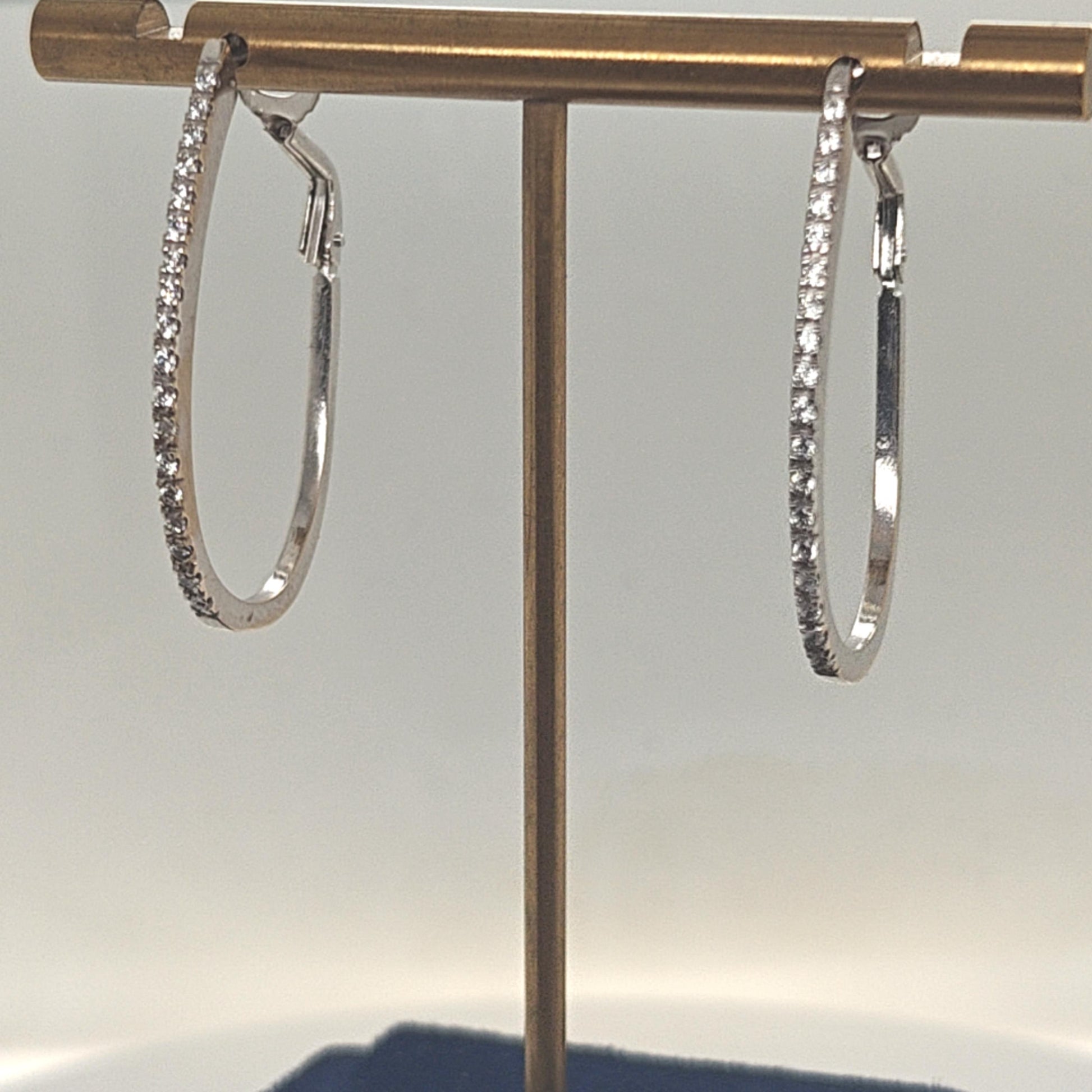 DIAMOND HOOP EARRINGS 1.01CTW WHITE GOLD
