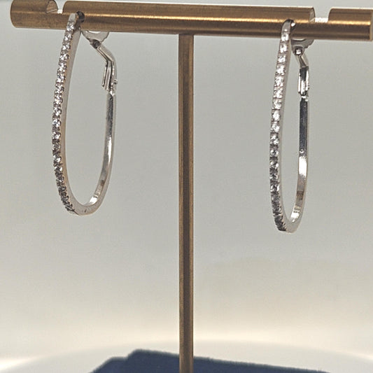 DIAMOND HOOP EARRINGS 1.01CTW WHITE GOLD