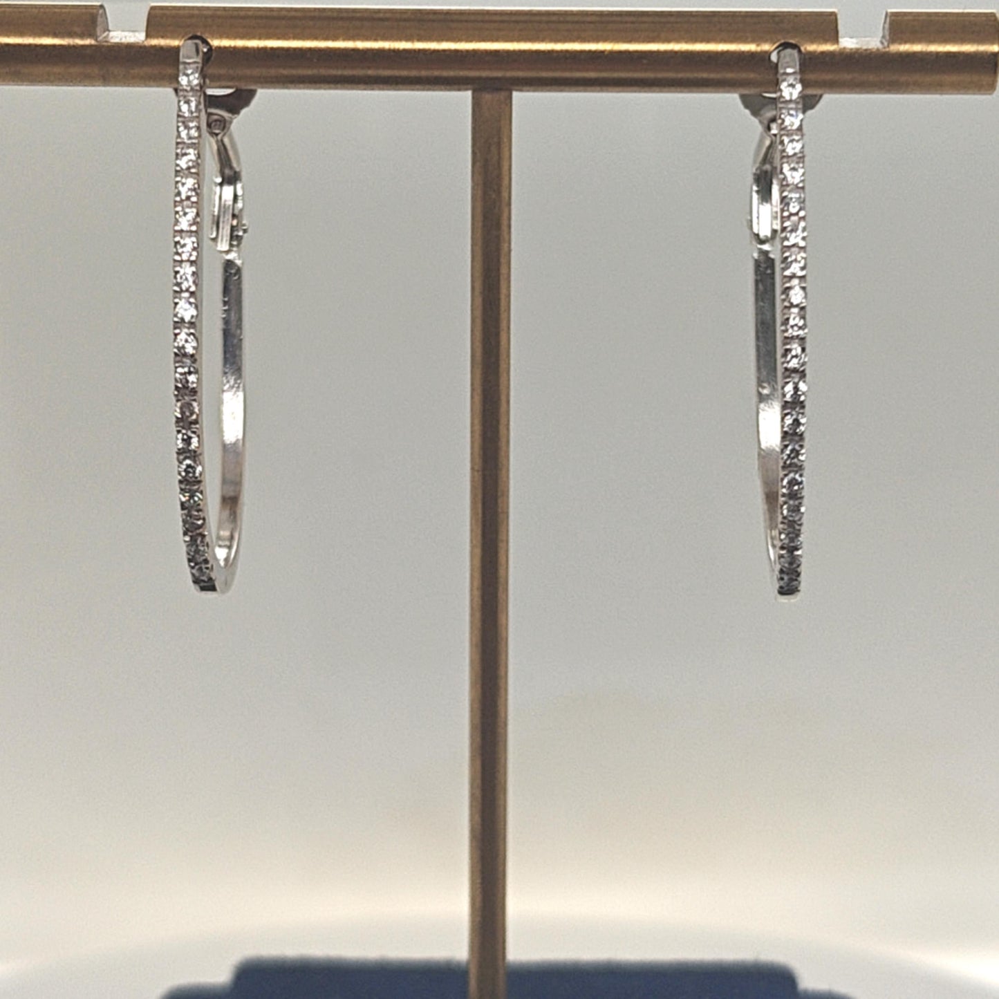DIAMOND HOOP EARRINGS 1.01CTW WHITE GOLD