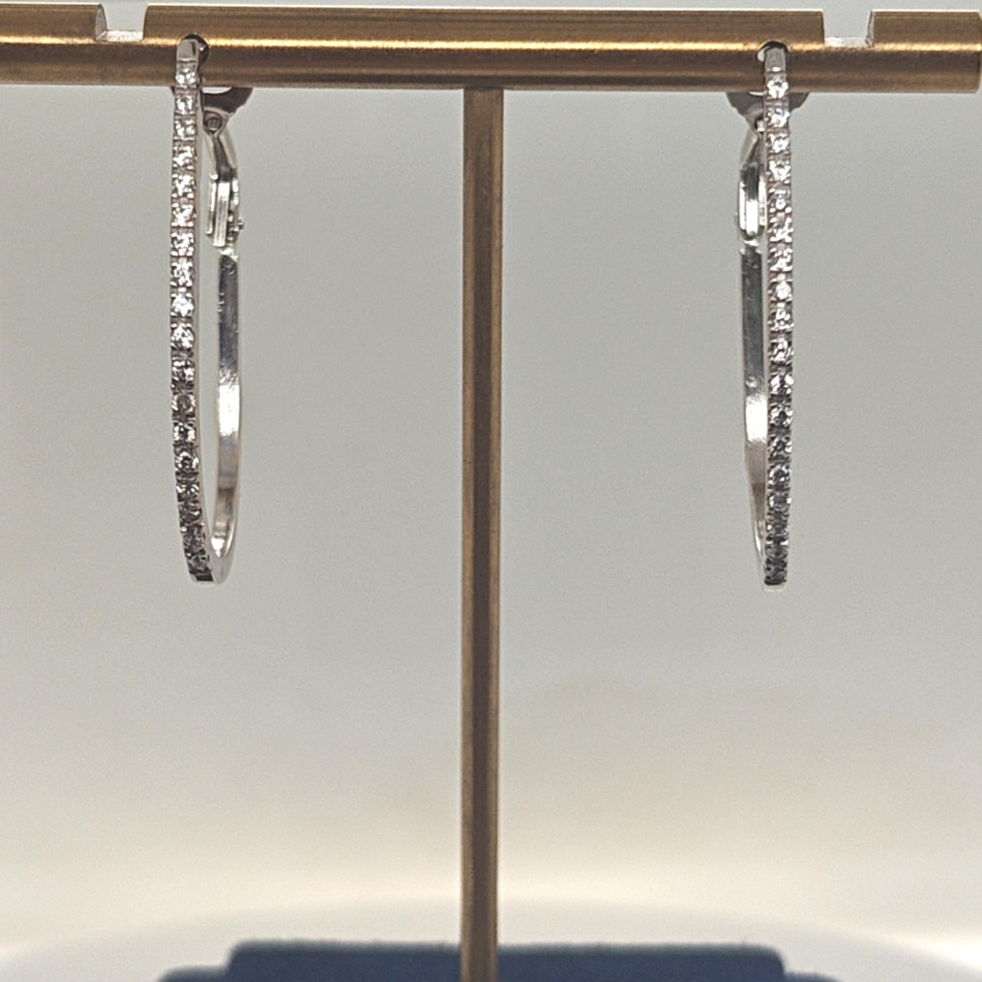 DIAMOND HOOP EARRINGS 1.01CTW WHITE GOLD