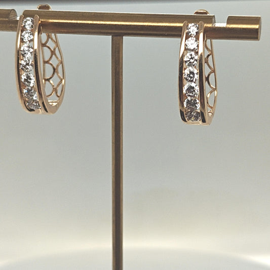 DIAMOND HOOP EARRINGS 1.55CTW YELLOW GOLD