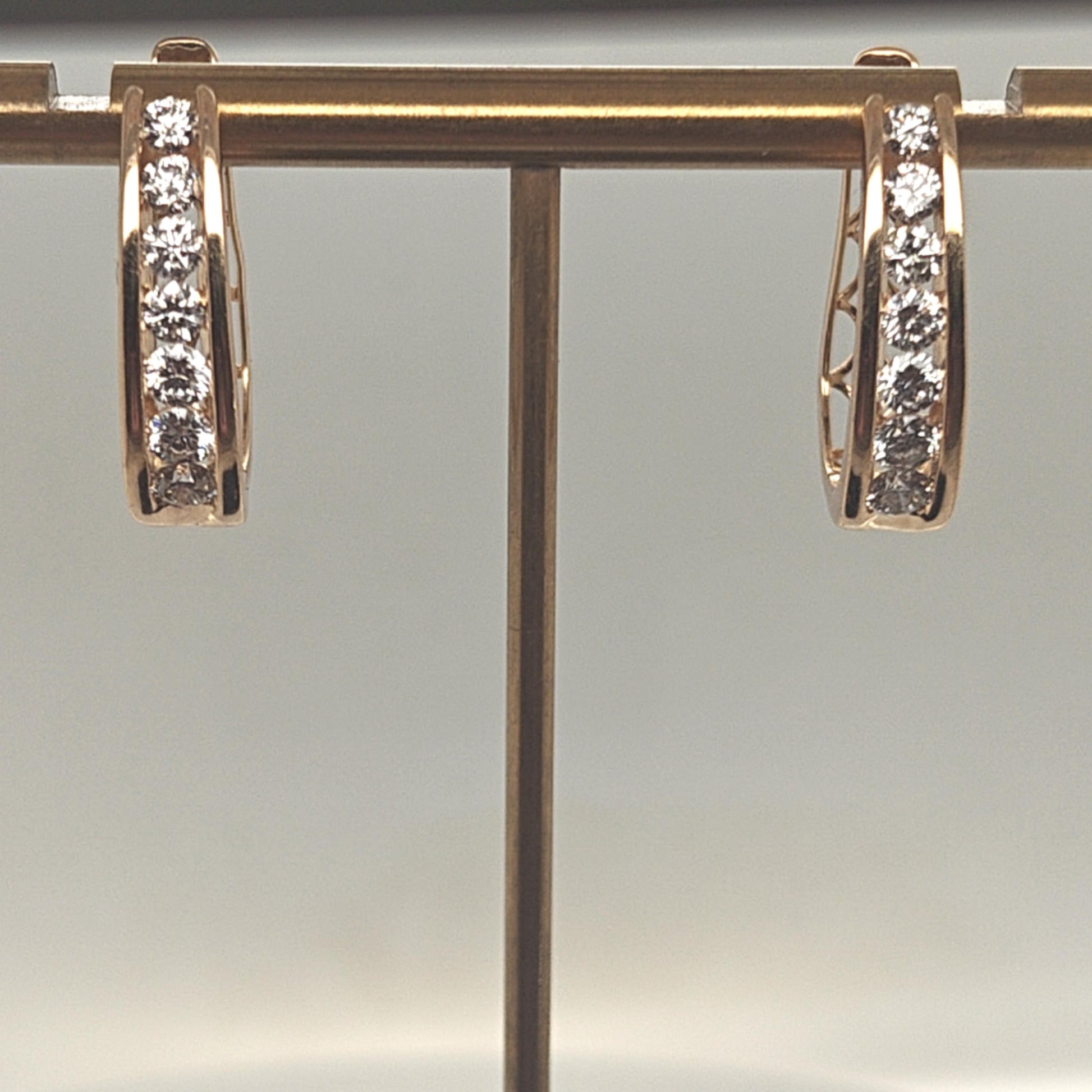 DIAMOND HOOP EARRINGS 1.55CTW YELLOW GOLD