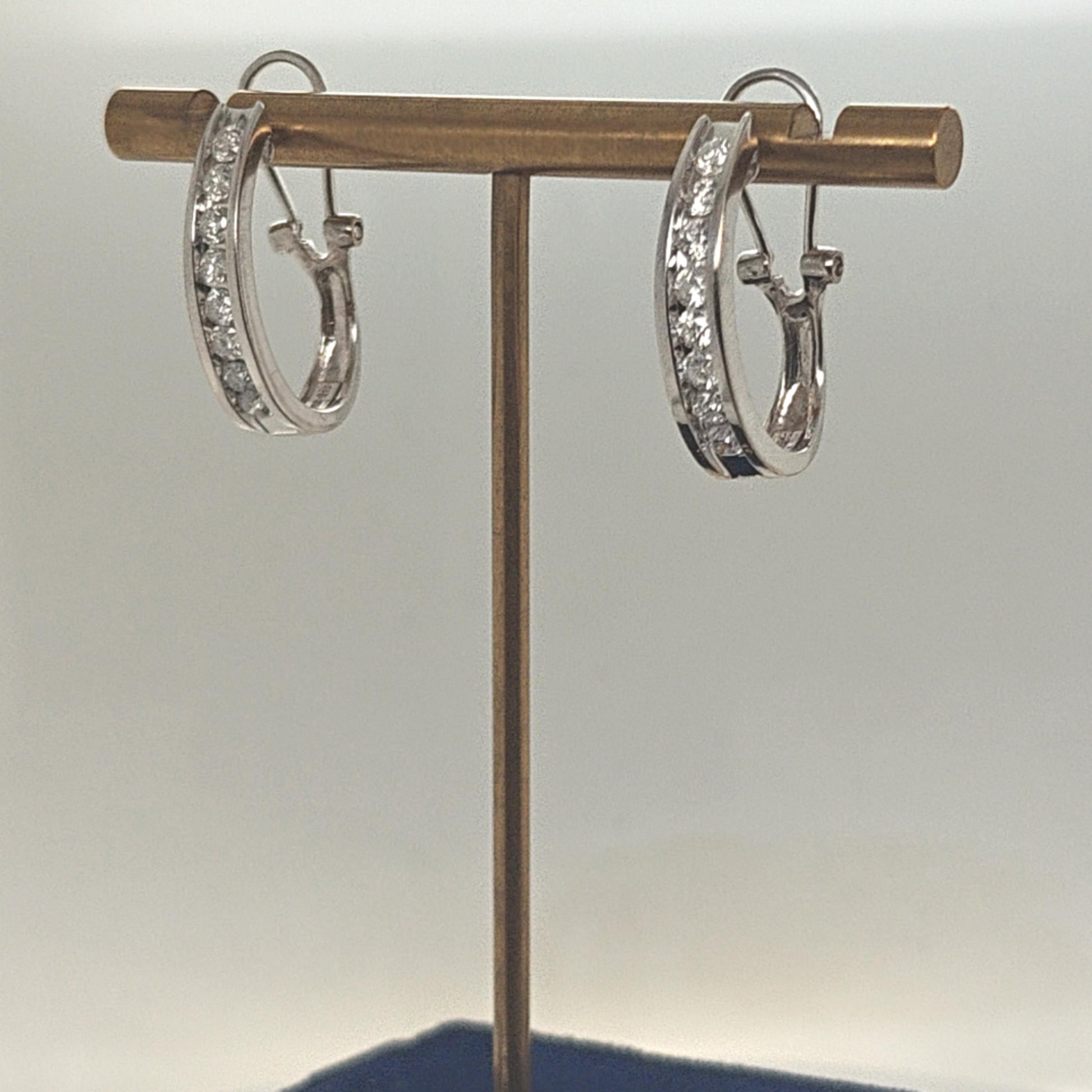 DIAMOND HOOP EARRINGS 1.28CTW WHITE GOLD