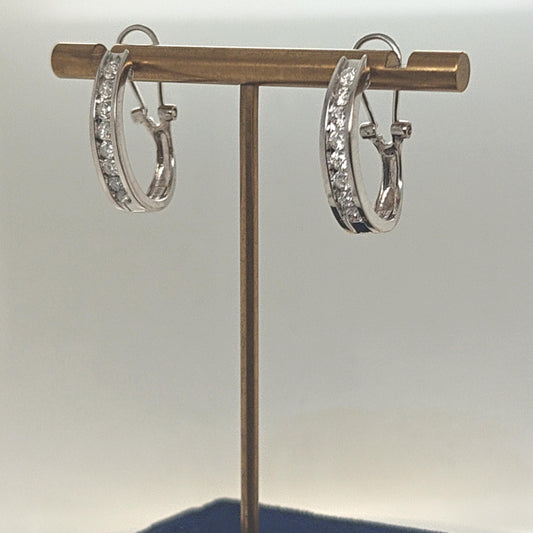 DIAMOND HOOP EARRINGS 1.28CTW WHITE GOLD