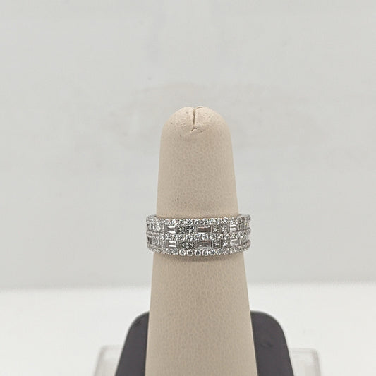 DIAMOND HALF ETERNITY ROUND AND PRINCESS CUT BAND RING 1.64CTW WHITE GOLD