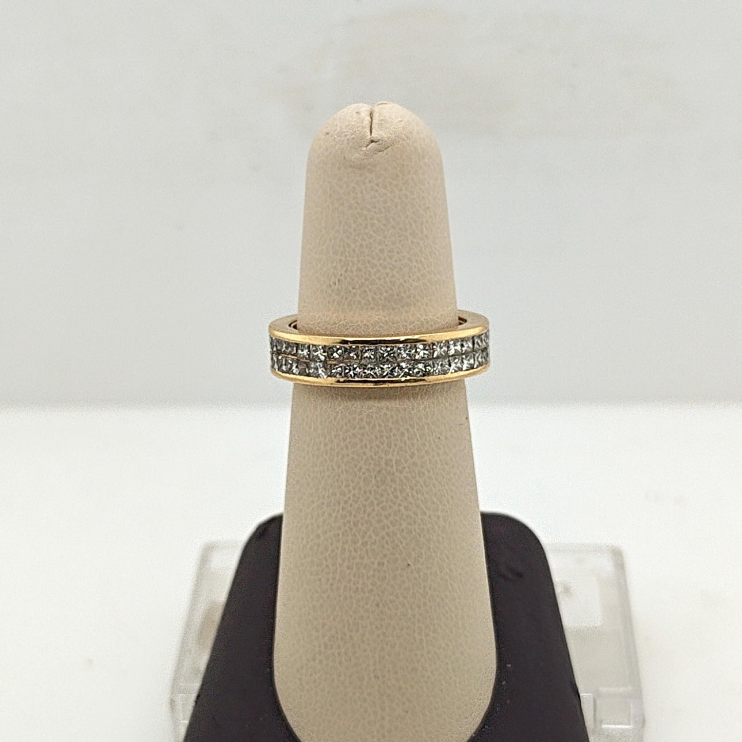 DIAMOND ETERNITY BAND RING INVISIBLE SET 2.15CTW YELLOW GOLD