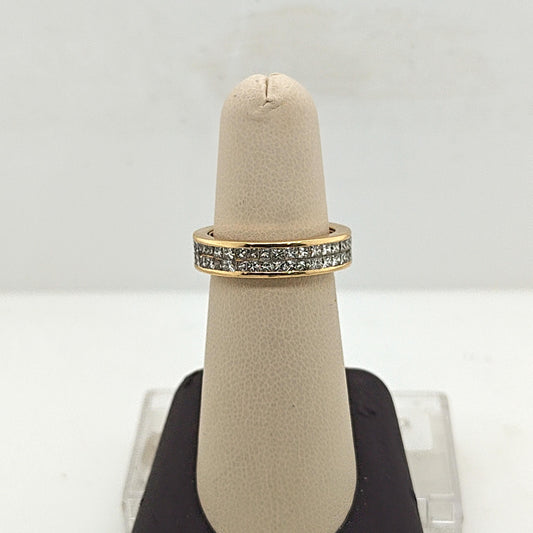 DIAMOND ETERNITY BAND RING INVISIBLE SET 2.15CTW YELLOW GOLD
