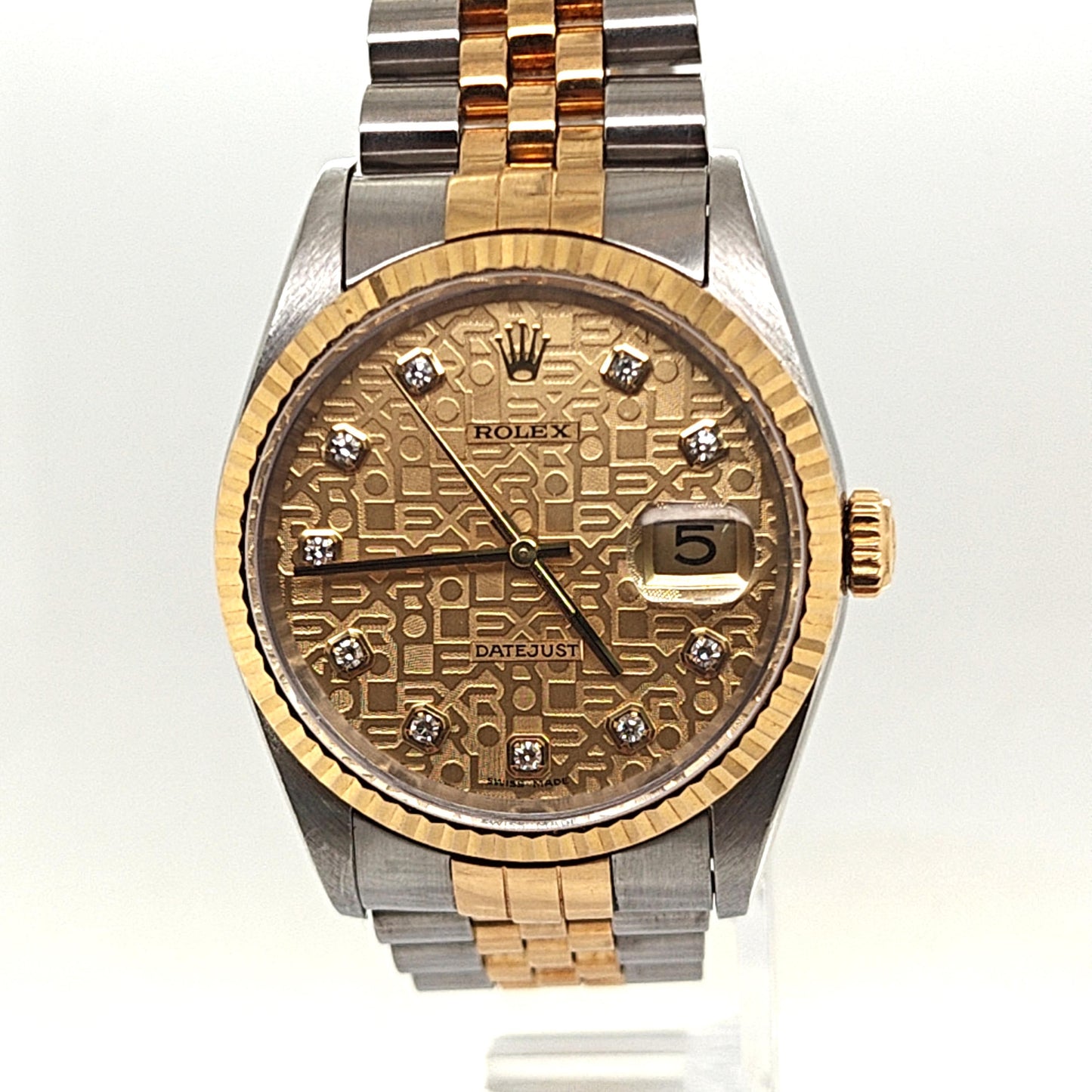 ROLEX DATEJUST DIAMOND JUBILEE DIAL FLUTED TWO TONE 36MM